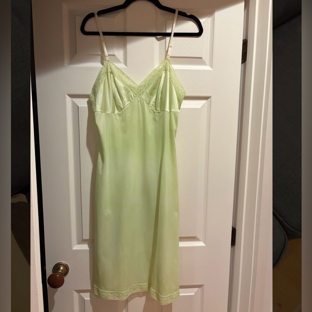 Women's Lace-Trim Slip Dress in Pale Green